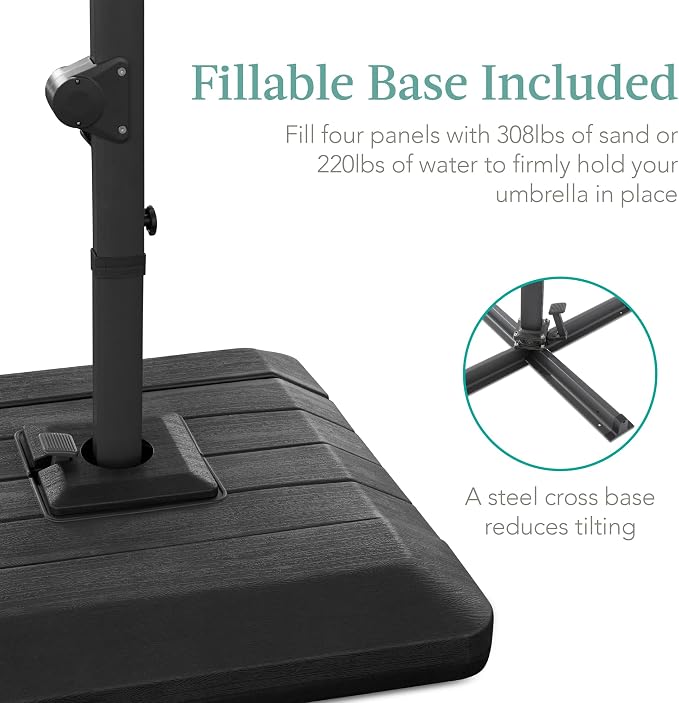 Best Choice Products 10x10ft Cantilever Patio Umbrella w/Base Included - Image 2