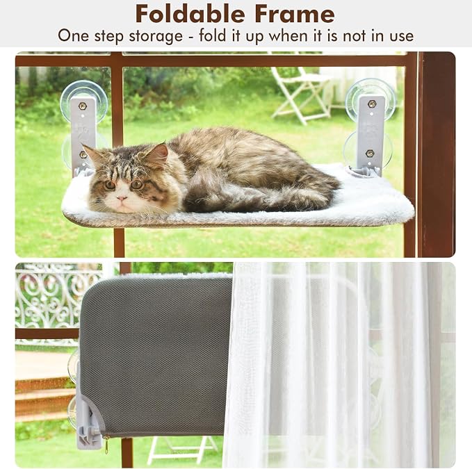 AMOSIJOY Cordless Cat Window Perch, Cat Hammock - Image 3