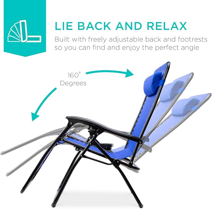 Best Choice Products Set of 2 Adjustable Steel Mesh Zero Gravity Lounge Chair - Image 3