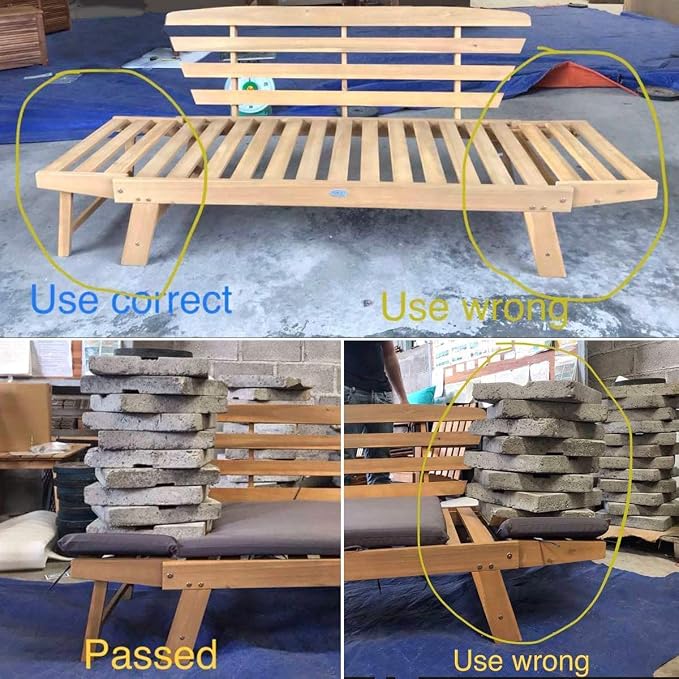 Tangkula Acacia Wood Patio Convertible Couch Sofa Bed - Image 9