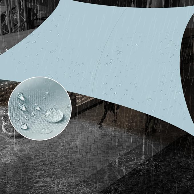 SUNNY GUARD Waterproof Sun Shade Sail 10' x 10' Sky Blue Triangle UV Block by SUNNYGUARD