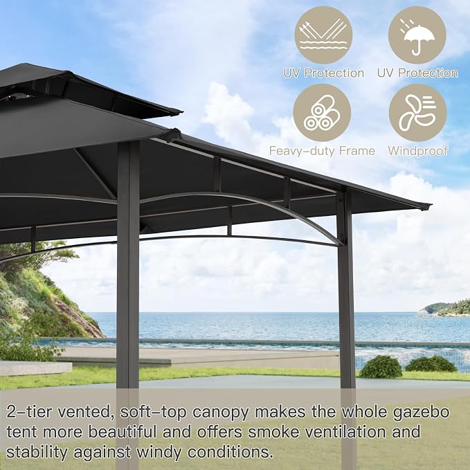 AECOJOY 8' x 5' Outdoor Grill Gazebo, BBQ Canopy - Image 5