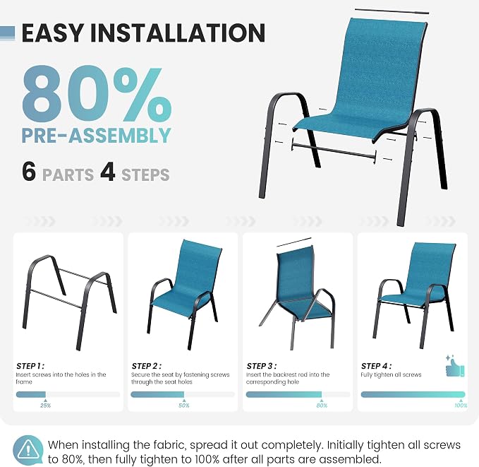 Patio Dining Chairs Set of 4, Stackable Dining Chairs High Back, Breathable - Image 8