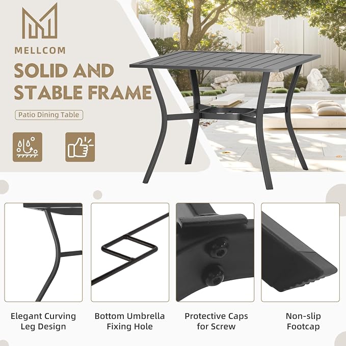 MELLCOM 5 Pieces Outdoor Dining Set, 4 Swivel Rocker Chairs - Image 7