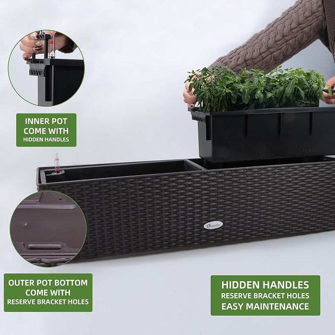 Dexceder 31.5 Inch Rattan Self Watering Planter Indoor Outdoor, Thickened Large - Image 4
