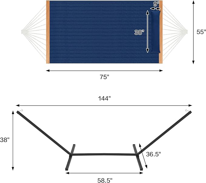 Two Person Hammock with Stand for Outside Heavy Duty, Outdoor Patio Hammock - Image 4