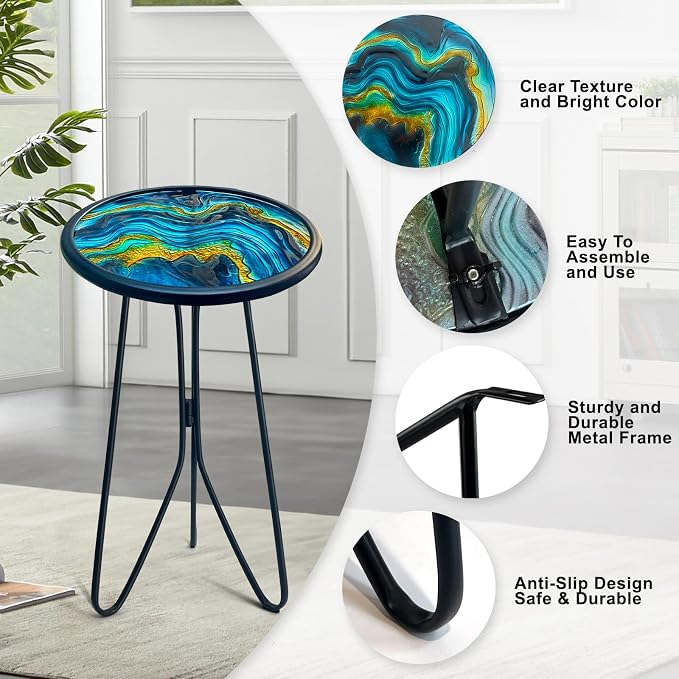 LIFFY Patio Side Tables, Round Decorative Plant Stand & Accent Table - Image 4