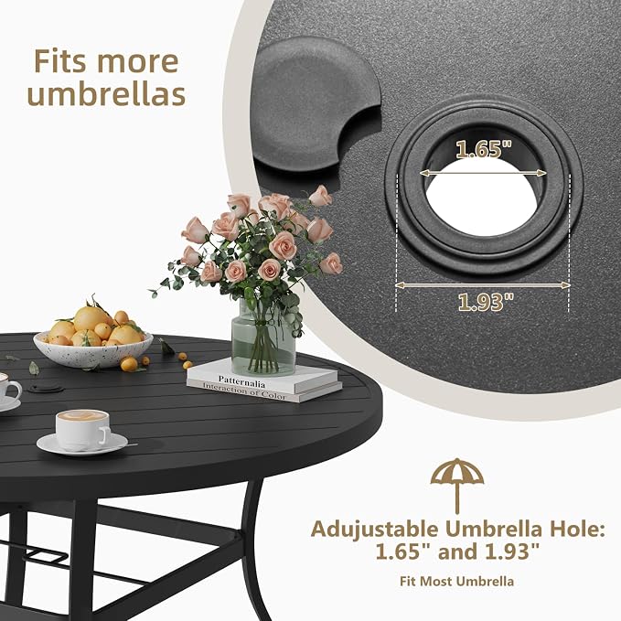 MELLCOM 53'' Round Outdoor Dining Table - Image 5