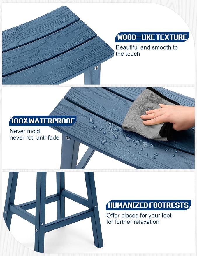 Weatherproof Bar Stools Set of 4, Saddle Seat, Bar Height Stools - Image 8