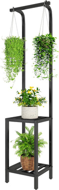 IBUYKE 67 Inch Tall Plant Stand Indoor Outdoor, 3 Tier Metal Hanging Plant Shelf by IBUYKE
