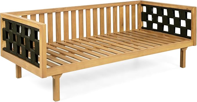 Merax 2 Piece Acacia Wood Outdoor Conversation Set, 3-Seater Outdoor Daybed Sofa - Image 8
