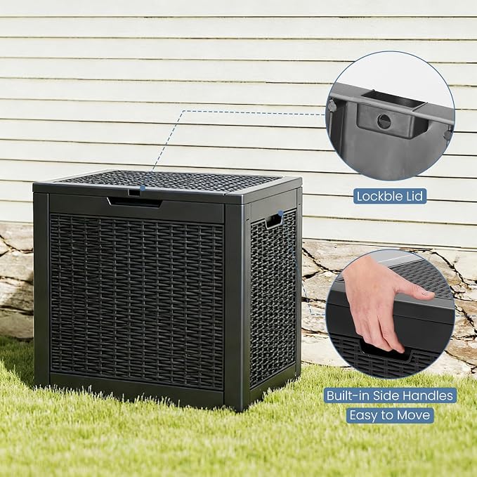 NEWBULIG 31 Gallon Deck Box, Weatherproof Resin Lockable Outdoor Storage - Image 5