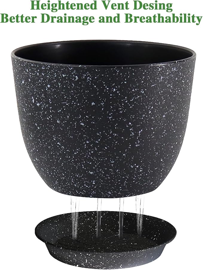 12inch Large Plant Pot, Modern Plastic Planter - Image 3