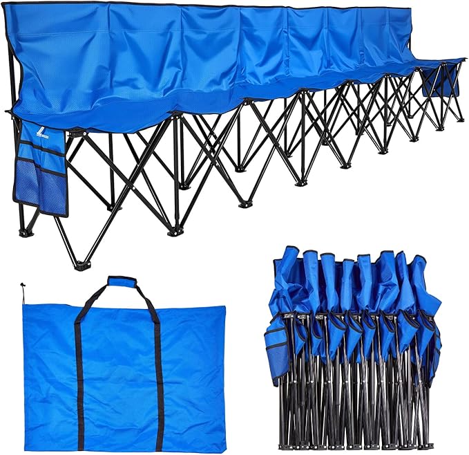 VEVOR Portable Folding Bench, 8 Seat Foldable Soccer Bench by VEVOR