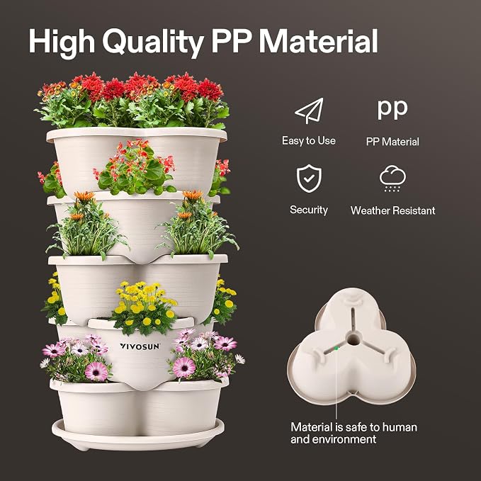 VIVOSUN 5 Tier Vertical Gardening Stackable Planter - Image 3