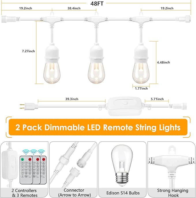 Mlambert 3 Color Outdoor LED Dimmable String Lights - Image 2