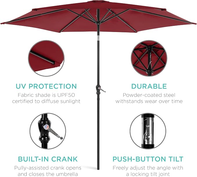 Best Choice Products 10ft Outdoor Table Compatible Steel Polyester Market Patio - Image 5