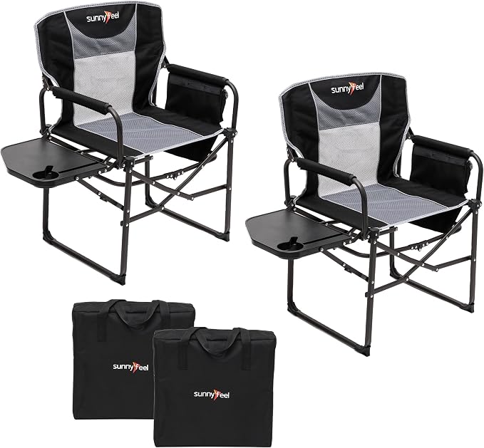 SUNNYFEEL Camping Directors Chair, Heavy Duty, Oversized Portable Folding Chair by SunnyFeelCamping