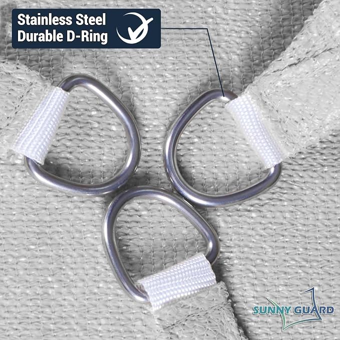 SUNNY GUARD Custom Size 12'x24' Silver Grey Sun Shade Sail Rectangle UV Block - Image 6