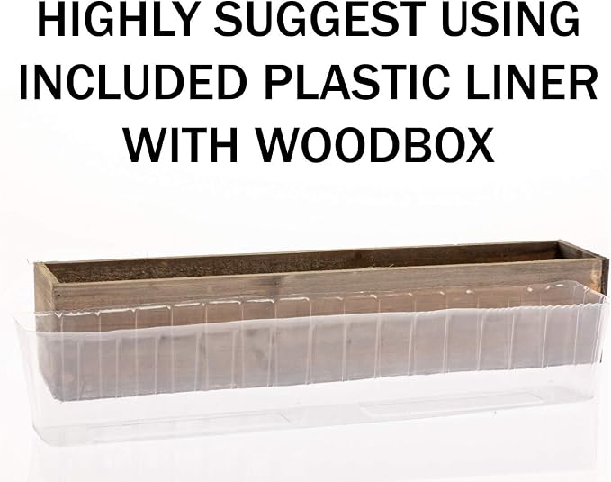 20" Rectangular Rustic Wood Planter - Image 6