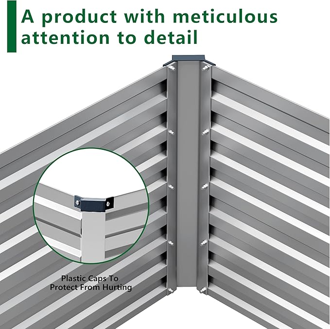 8x2x2FT Galvanized Raised Garden Bed Kit, Vegetable Plant Boxes-Rectangle Metal - Image 4