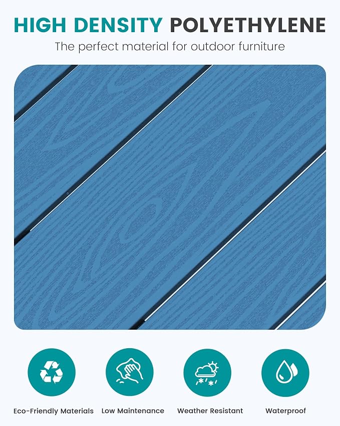 SERWALL Outdoor Bar Table and Chairs Set, Adirondack Bar Chairs Set of 2 and - Image 9