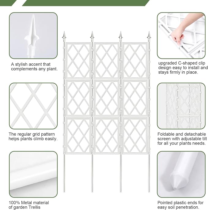5.25FT Garden Trellis for Climbing Plants Outdoor, Metal Wall Lattice Climbing - Image 7