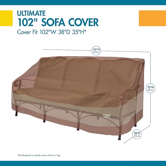 DUCKCOVERS Ultimate Waterproof 104 Inch Patio Sofa Cover, Patio Furniture Covers - Image 3