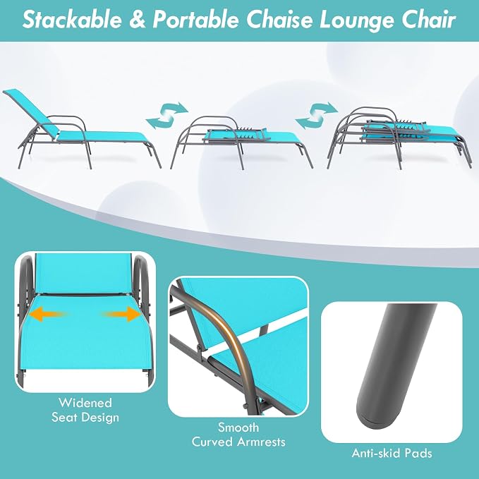 Giantex Patio Lounge Chair, Outdoor Chaise Lounge - Image 6