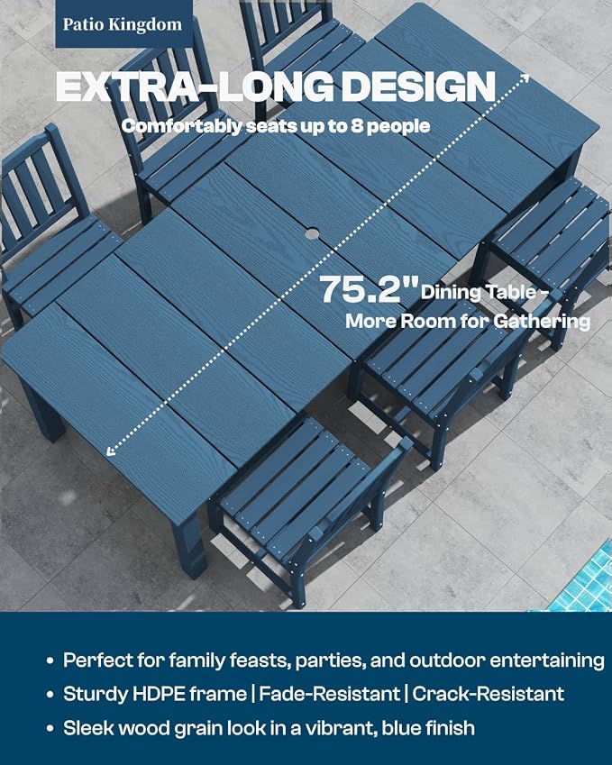 5-Piece Navy Blue Outdoor Dining Set - Image 2
