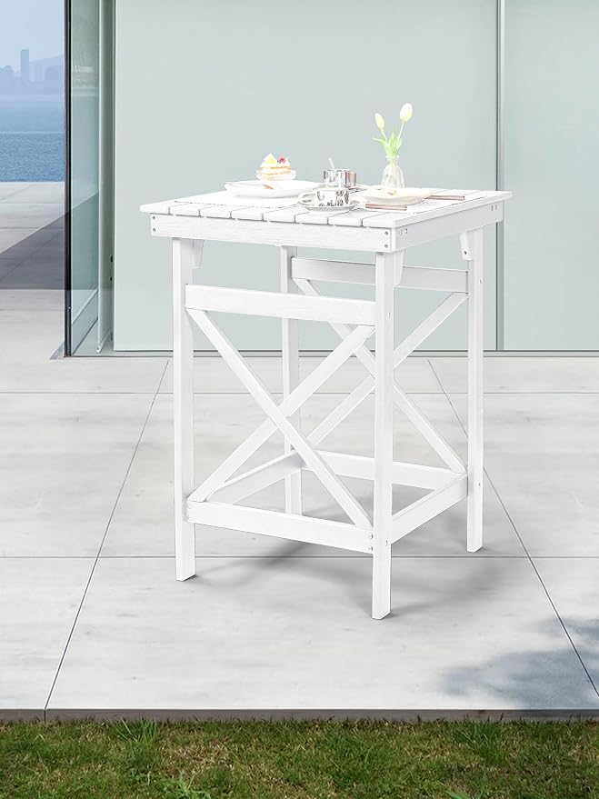 HDPE Outdoor Bar Table, Weather Resistant HDPE Patio High Top Pub Table - Image 9
