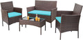 Homall 4 Pieces Patio Rattan Chair Wicker, Outdoor Indoor Use Backyard Porch by Homall