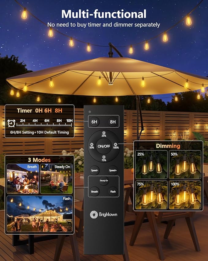 Brightown 52FT Solar String Lights Outdoor Waterproof - Image 5