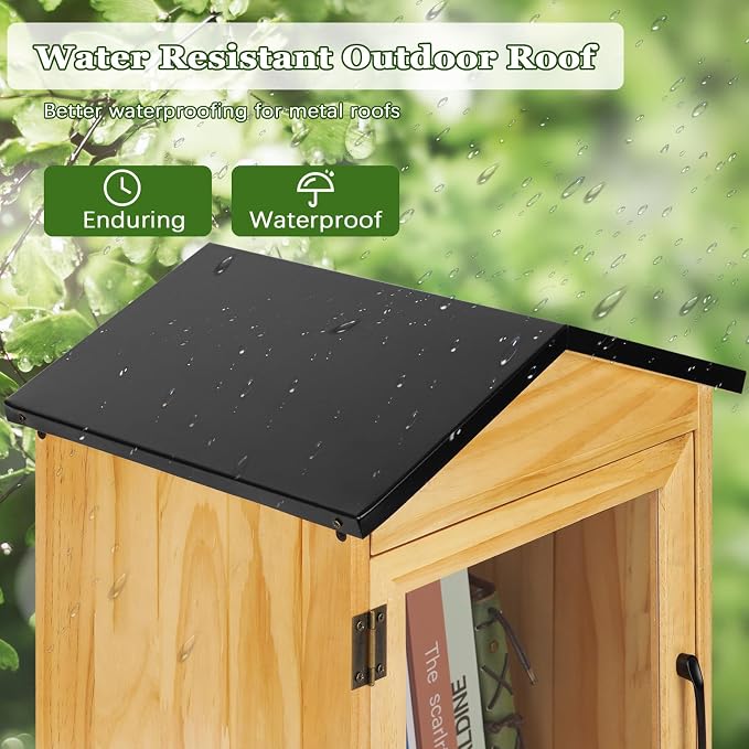 Outdoor Library Outdoor Book Box Storage Wooden Cabinet Little Literature Box - Image 4