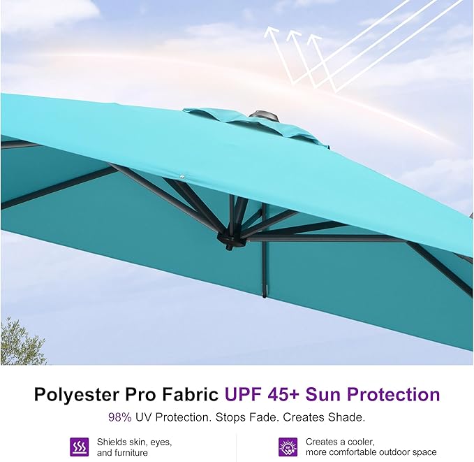 PURPLE LEAF 8 Feet Square Cantilever Umbrella Patio Umbrella - Image 6