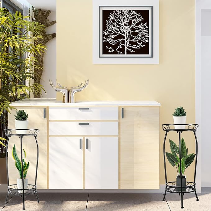 2-Pack Plant Stand Indoor Outdoor, Tall Black Metal Rustproof Stable Plant - Image 4