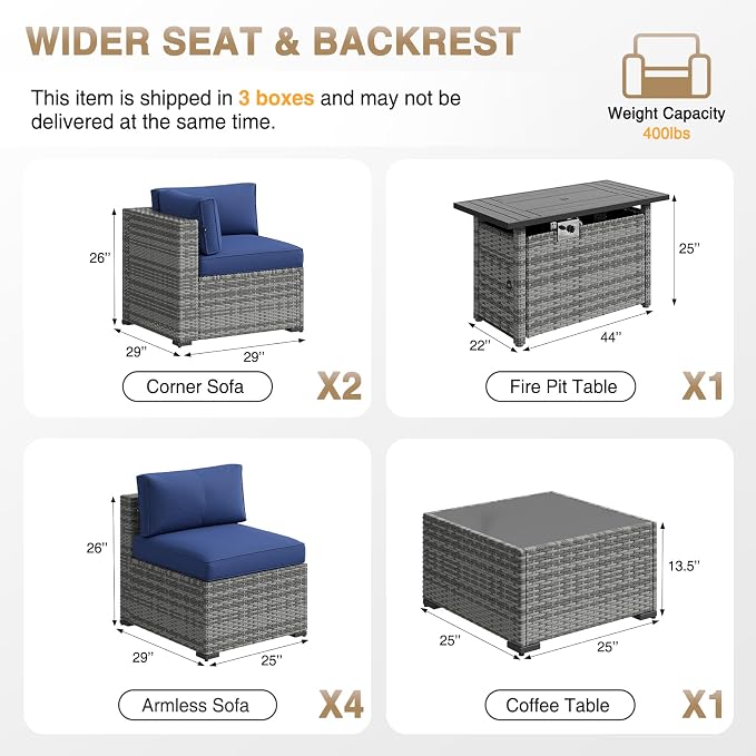 Aoxun Patio Furniture Sets, 8-Piece Outdoor Patio Furniture - Image 7