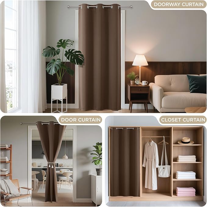 Joydeco Blackout Door Curtain for Doorway Privacy 78 Inches Long, Grommet - Image 4