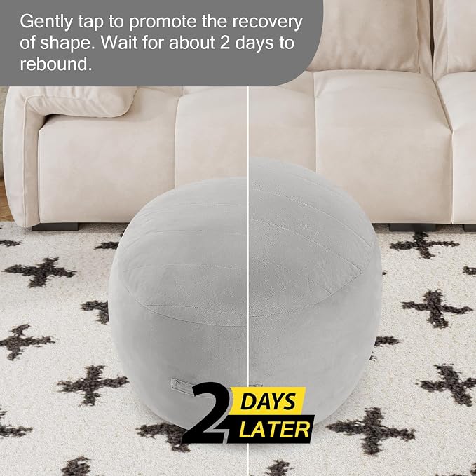 MeMoreCool Round Stuffed Pouf Ottoman Foot Rest, Floor Pouf Foot Stool - Image 7