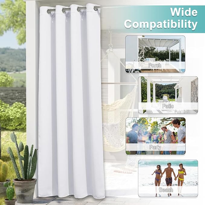 NICETOWN Outdoor Curtain for Patio Waterproof Extra Wide 84 inch, Sun Blocking - Image 7