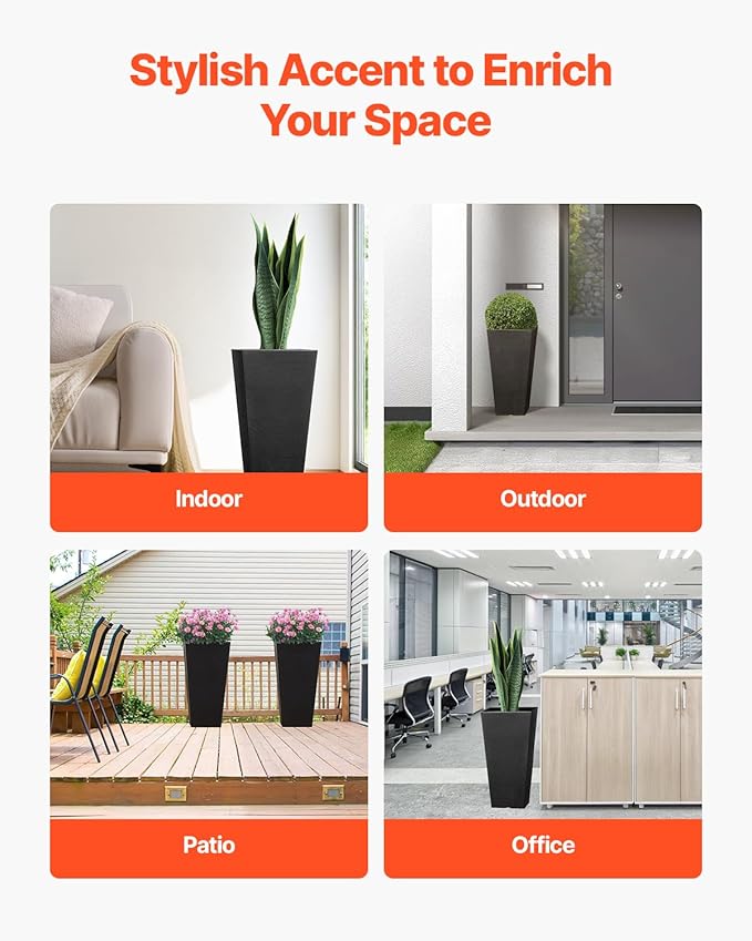VEVOR Set of 2 Tall Outdoor Planters 22inch, Large Planters - Image 5
