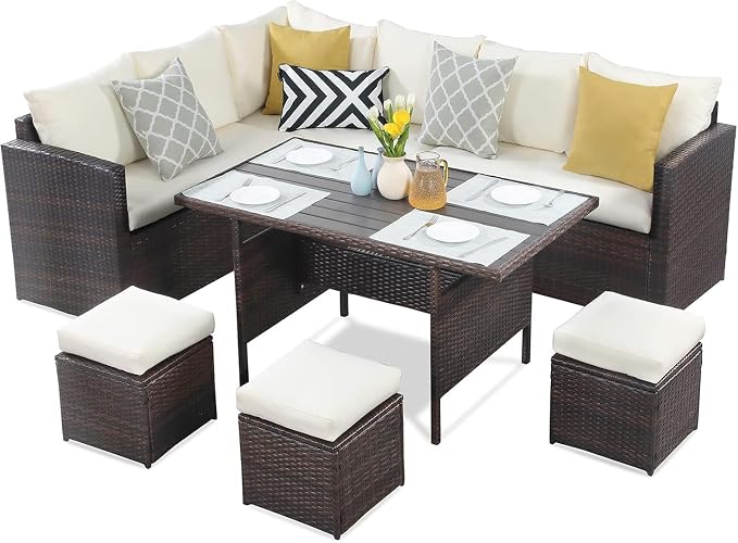 Wisteria Lane Patio Furniture Set, 7 Piece Outdoor Dining Sectional Sofa - Image 7
