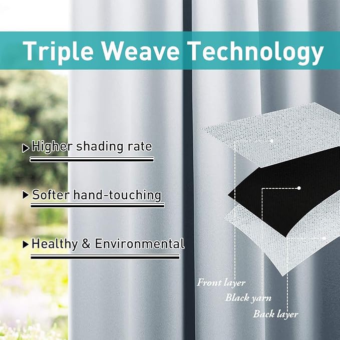 NICETOWN 2 Pieces Outdoor Patio Curtains Waterproof - Image 4