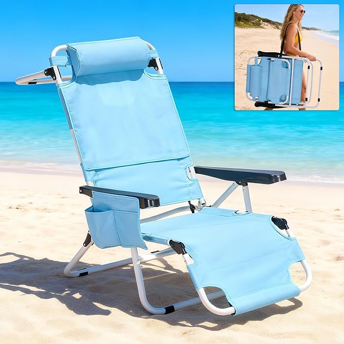 MOPHOTO Oversized Beach Lounge Chair, 5-Position Adjustable Tanning Chair - Image 6