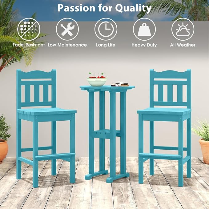 Sundale Outdoor 39 Inches Height Adirondack Bar Table, Patio HDPE Pub Height - Image 5