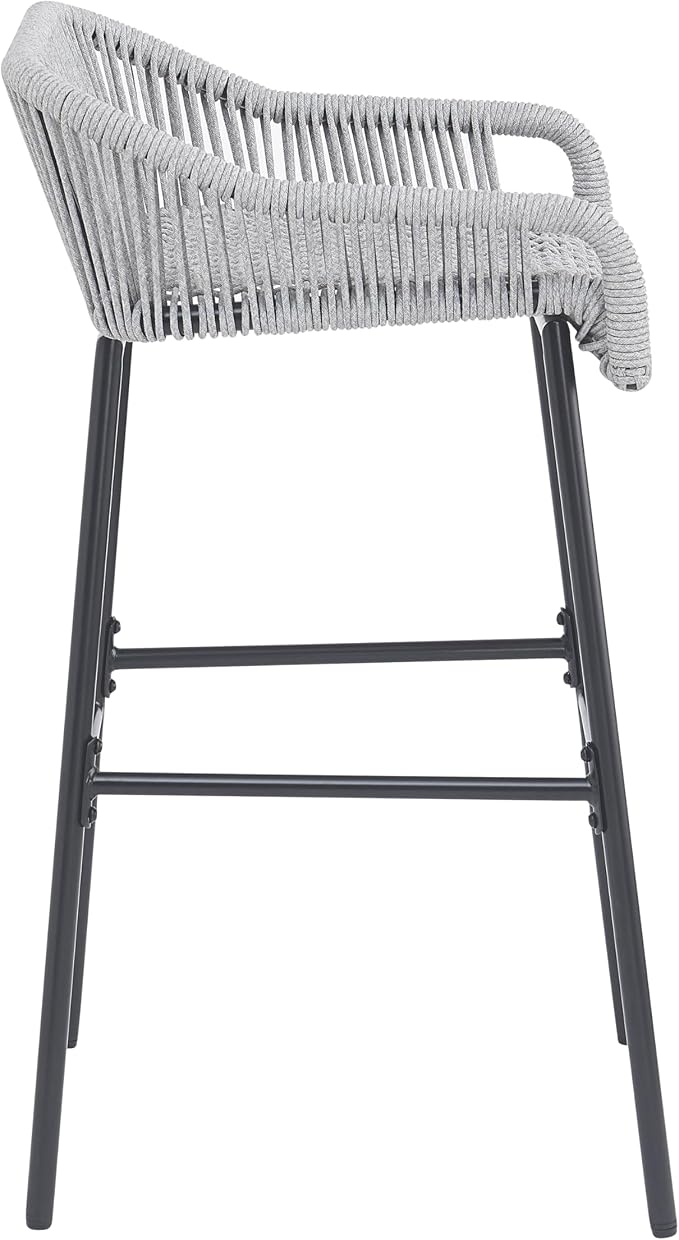 Christopher Knight Home Sivir Outdoor Barstool Set of 2, Patio Woven Rope Bar - Image 16