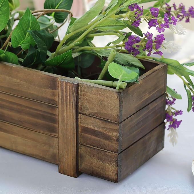 Efavormart 24"x6" Smoked Brown Rectangle Wood Planter Box - Image 8