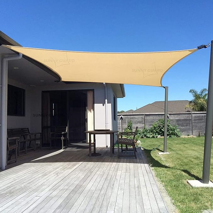 SUNNY GUARD Sun Shade Sail 14'x 14'x 14' Triangle Sand UV Block Sunshade by SUNNYGUARD