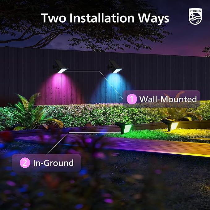 Philips 4 Packs Solar RGBW Spot Lights Outdoor, 18 LED Solar Powered Landscape - Image 6