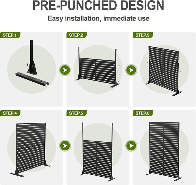 Casaphoria 72" H x 35" W Metal Outdoor Privacy Screen, Freestanding Decorative - Image 8